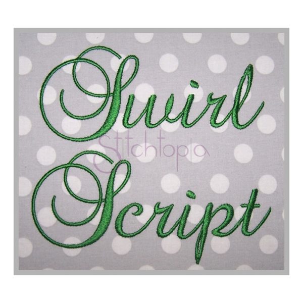 Swirl Script Embroidery Font - 1" 1.25" 1.5" 2" 2.5"