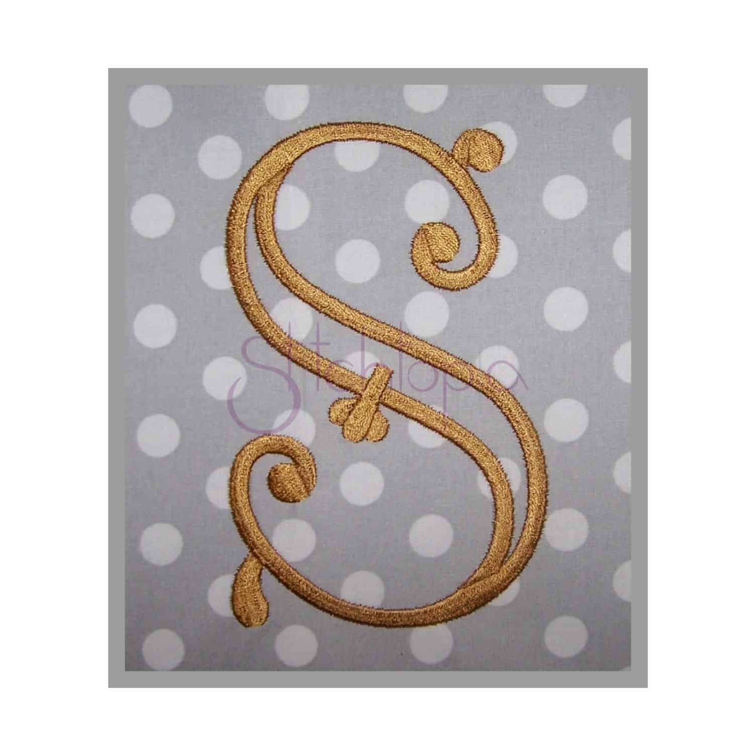 machine embroidery font Victorian Monogram