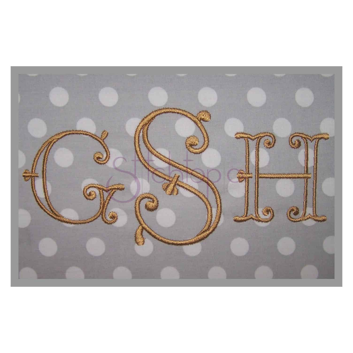 machine embroidery font Victorian Monogram