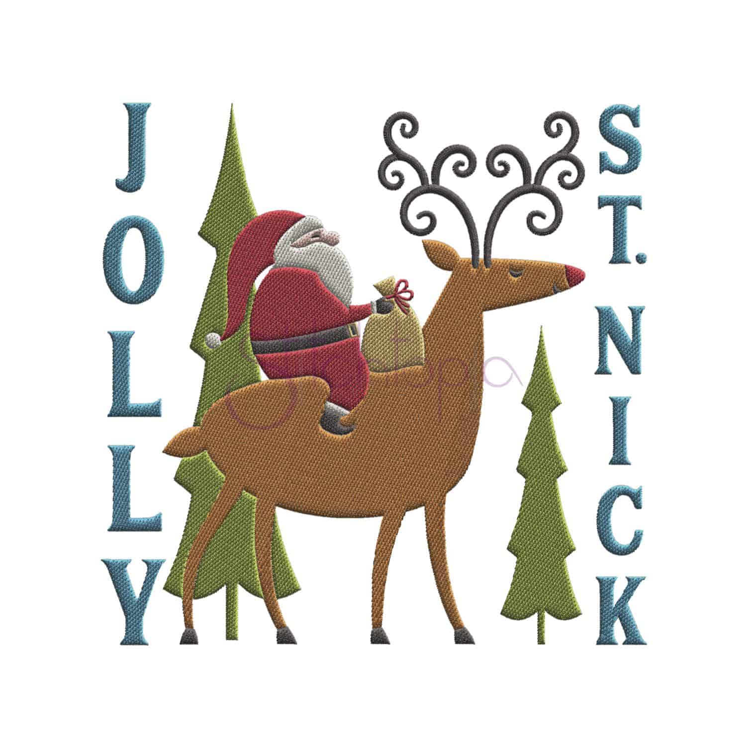 Jolly St Nick Embroidery Design