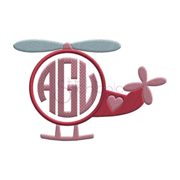 Heart Helicopter Monogram Applique Frame