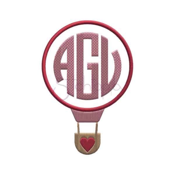 Heart Hot Air Balloon Monogram Applique Frame