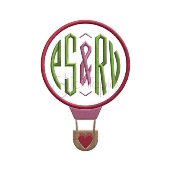 Heart Hot Air Balloon Monogram Applique Frame - Image 2