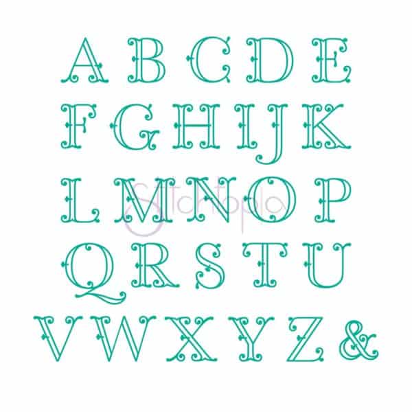 Victorian Applique Monogram Font - 3" 3.5" 4" - Image 2