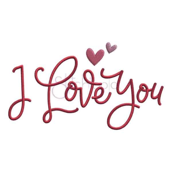 I Love You Embroidery Design