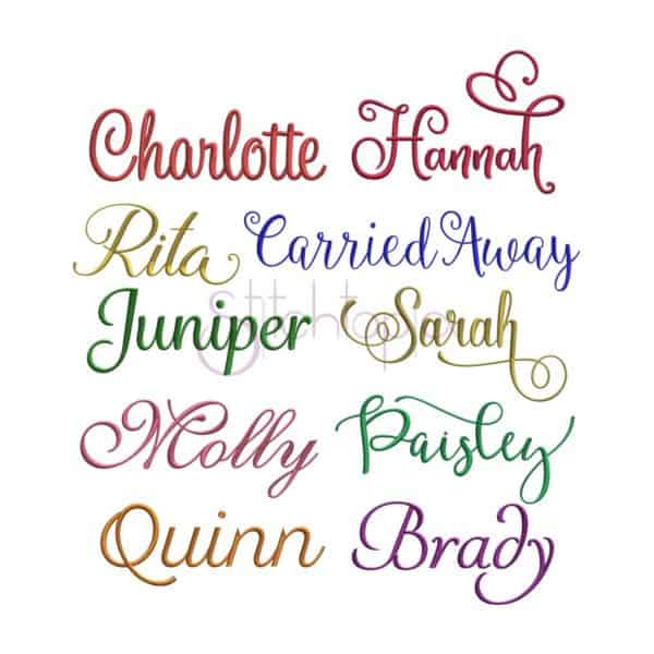 Script Embroidery Font Bundle - 10 Fonts