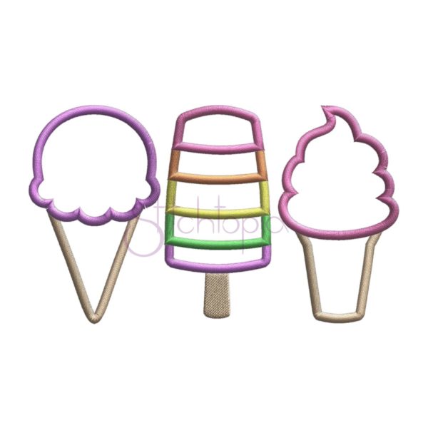 Ice Cream Trio Applique Design - Image 2