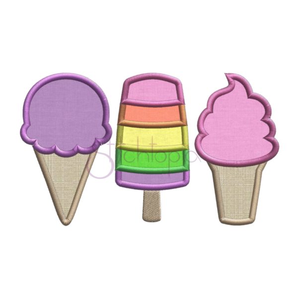 Ice Cream Trio Applique Design