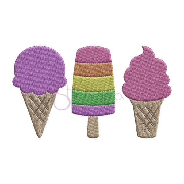 Ice Cream Trio Embroidery Design