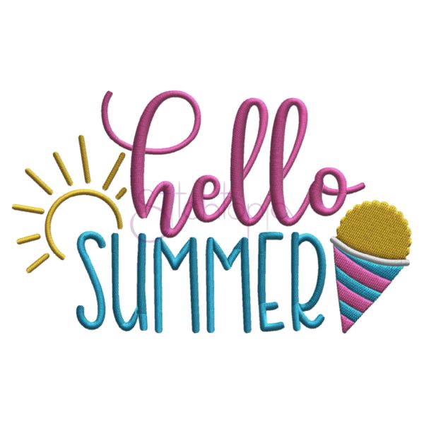 Hello Summer Embroidery Design