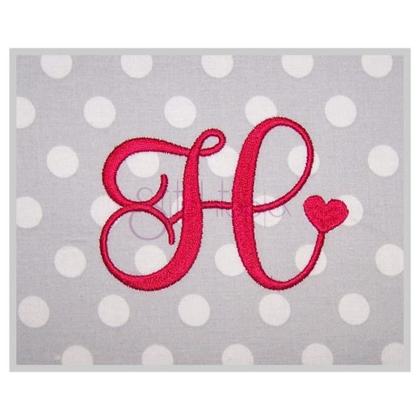Hearts Embroidery Monogram 1" 1.5" 2" 2.5" 3" 3.5"