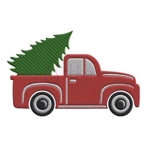 Truck with Tree Embroidery Design