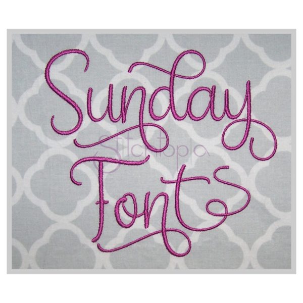 Sunday Embroidery Font 1" 1.25" 1.5" 2" 2.5"