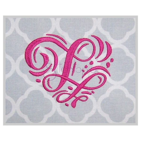 Swirly Hearts Embroidery Monogram 2" 3" 4"