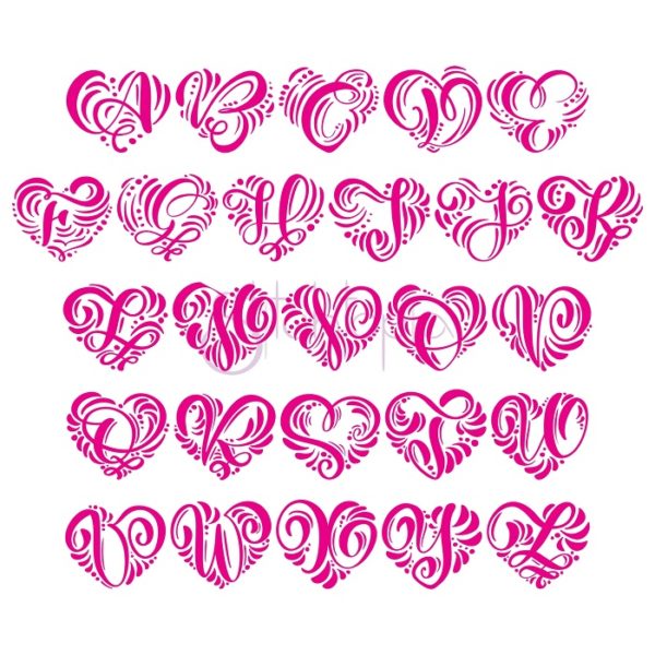 Swirly Hearts Embroidery Monogram 2" 3" 4" - Image 2