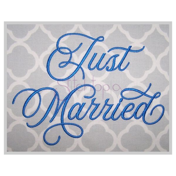 Just Married #2 Embroidery Font 1" 1.25" 1.5" 2" 2.5"