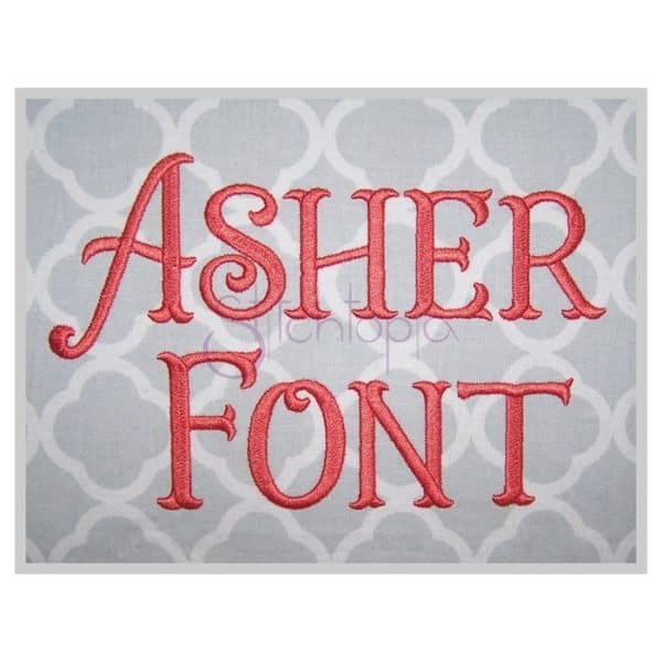 Asher Embroidery Font 1" 1.25" 1.5" 2" 2.5"
