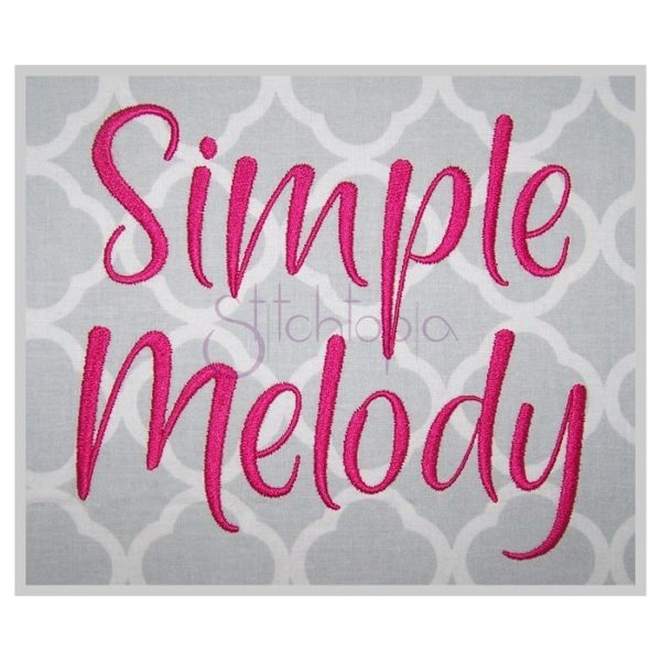 Simple Melody Embroidery Font 1" 1.25" 1.5" 2" 2.5"