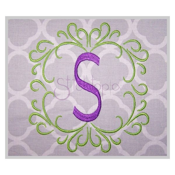 Swirly Framed Embroidery Monogram 6" 7" 8"