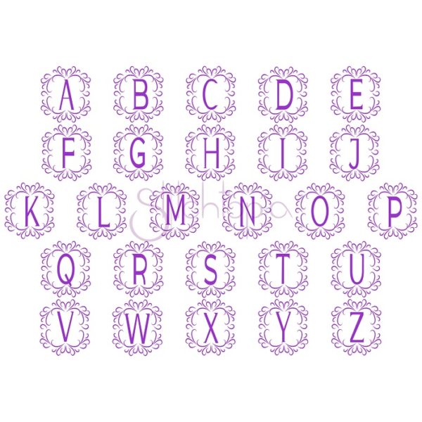 Swirly Framed Embroidery Monogram 6" 7" 8" - Image 2