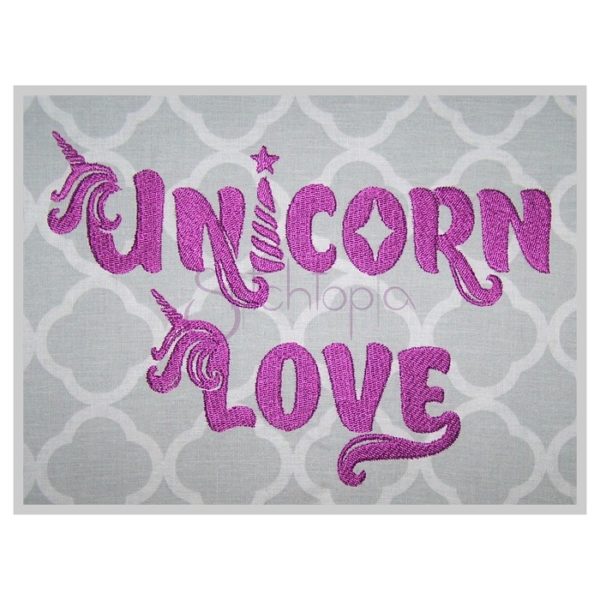 Unicorn Love Embroidery Font 1" 1.25" 1.5" 2" 2.5"