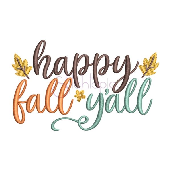Happy Fall Y'all Embroidery Design