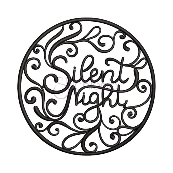 Silent Night Round Embroidery Design