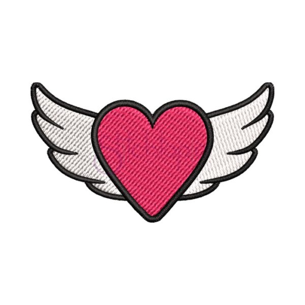 Heart With Wings Embroidery Design