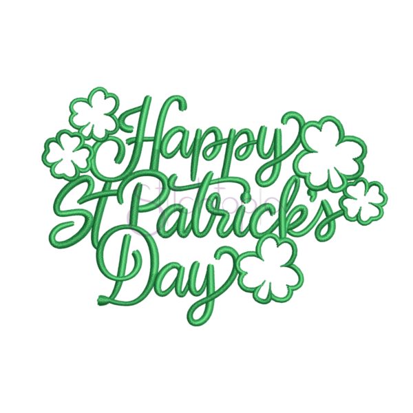 Happy St Patrick's Day Clovers Embroidery Design
