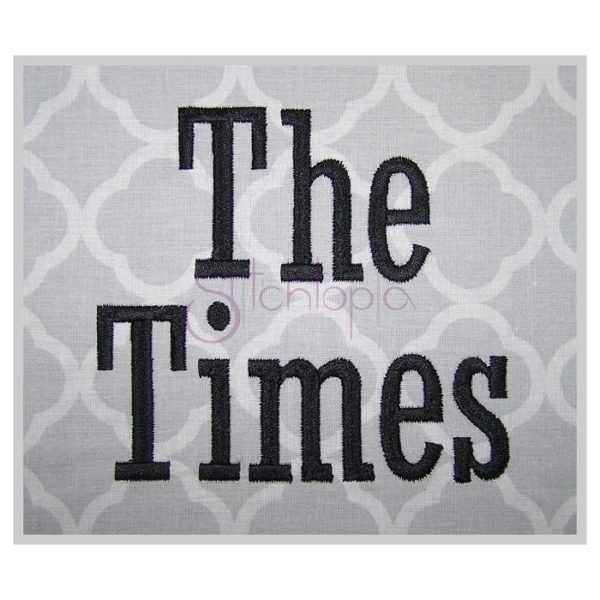 The Times Embroidery Font .75" 1" 1.25" 1.5" 2"