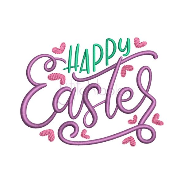 Happy Easter Hearts Embroidery Design