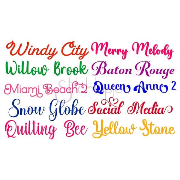 Script Embroidery Font Bundle #17 - 10 Fonts