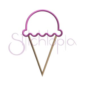 Ice Cream Cone Applique Design -  Single Scoop - Image 2