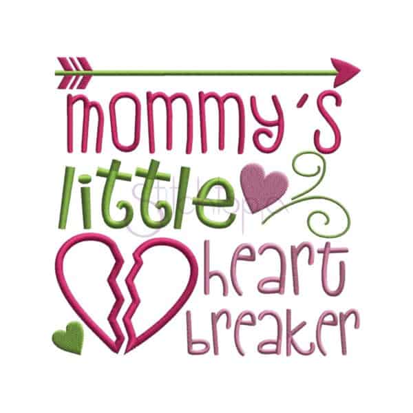 Stitchtopia Mommy's Little Heart Breaker Machine Applique Design