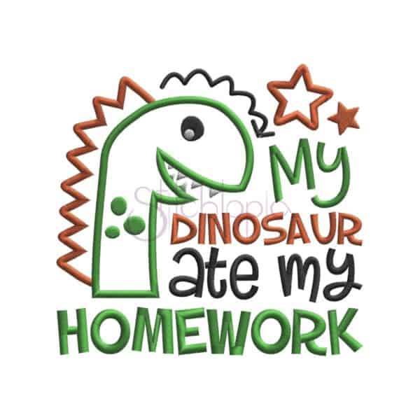 My Dinosaur Ate My Homework Applique Design