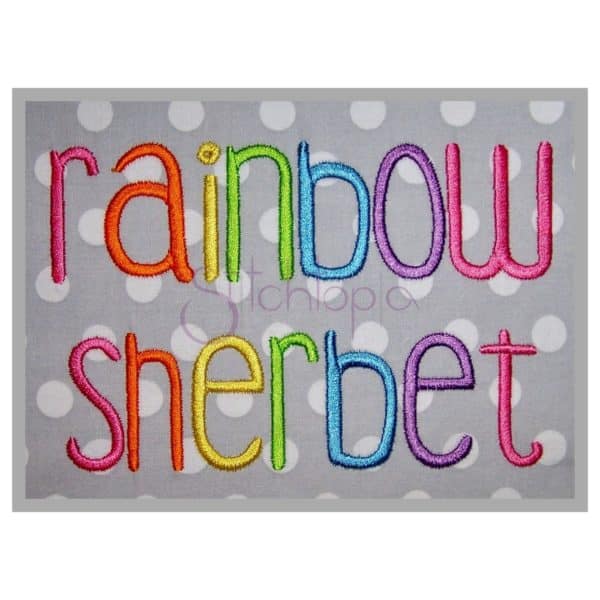 Rainbow Sherbet Embroidery Font - .75" 1" 1.5" 2" 2.5" 3"