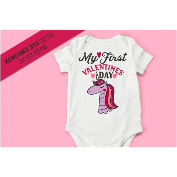 My First Valentines Day Unicorn SVG Cut File