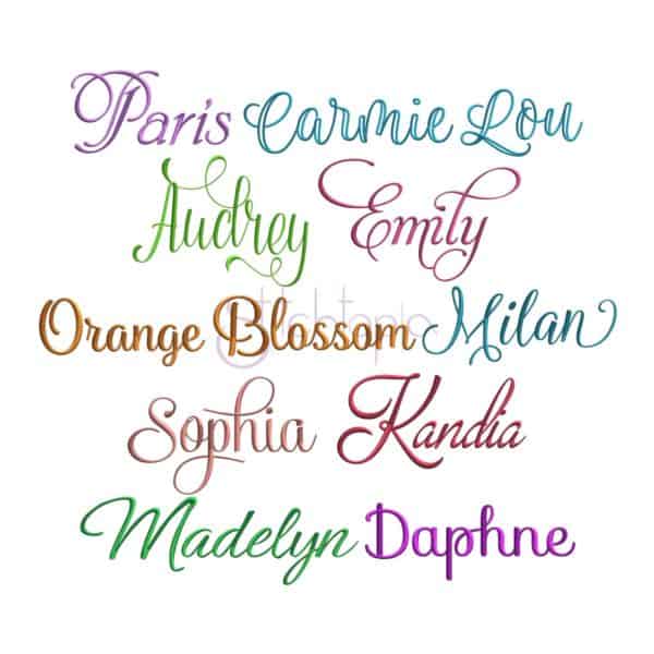 Script Embroidery Font Bundle #2 - 10 Fonts