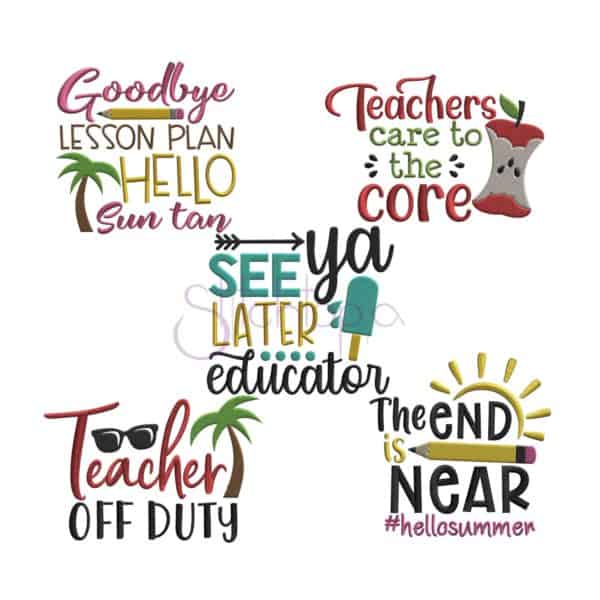 School Embroidery Design Set