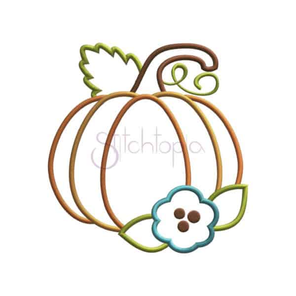 Pumpkin with Flower Applique Design - Image 2