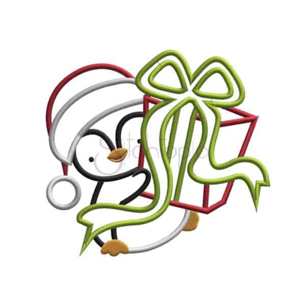 Penguin with Gift Applique Design - Image 2