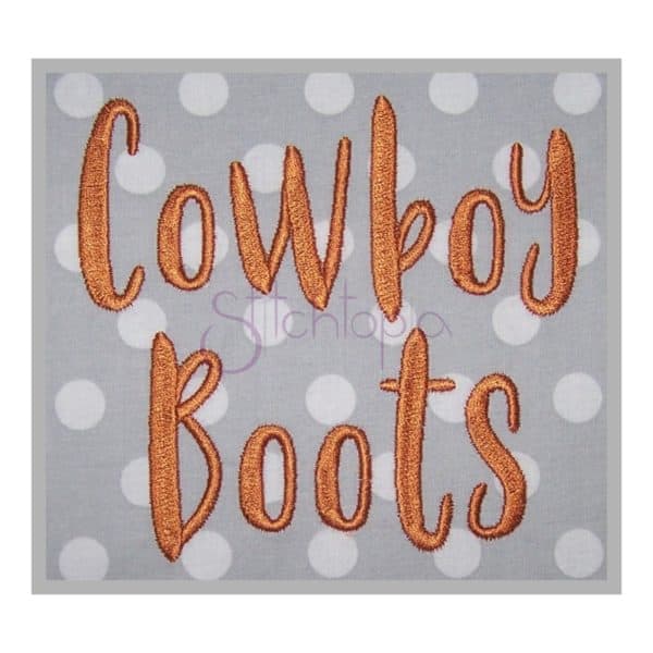 Cowboy Boots Embroidery Font - .75" 1" 1.25" 1.5" 2"