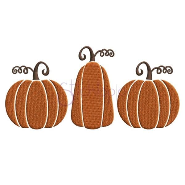 Pumpkin Trio Embroidery Design