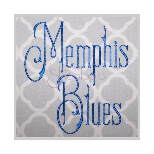 Memphis Blues Embroidery Font 1" 1.5" 2" 2.5" 3" 4" 5"