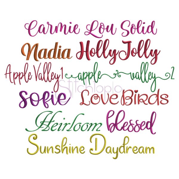 Script Embroidery Font Bundle #7 - 10 Fonts