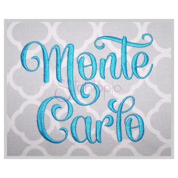 Monte Carlo Embroidery Font .75" 1" 1.25" 1.5" 2"