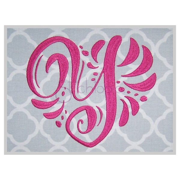 Swirly Hearts Embroidery Monogram 5" 6" 7"
