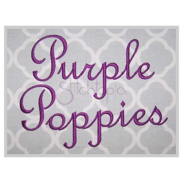 Purple Poppies Embroidery Font .75" 1" 1.25" 1.5" 2"