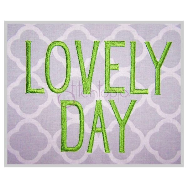 Lovely Day Embroidery Font .5" .75" 1" 1.25 1.5" 2" 2.5"