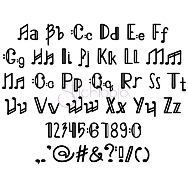 Music Embroidery Font .75" 1" 1.25" 1.5" 2" - Image 2